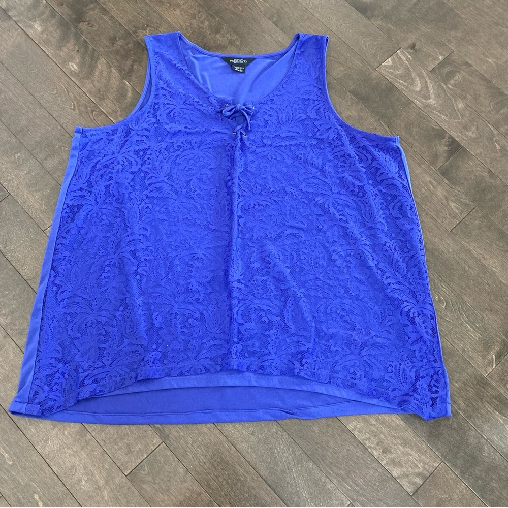 Michel Studio Size 4X Purple Lace Tank Top with Front Tie Detail